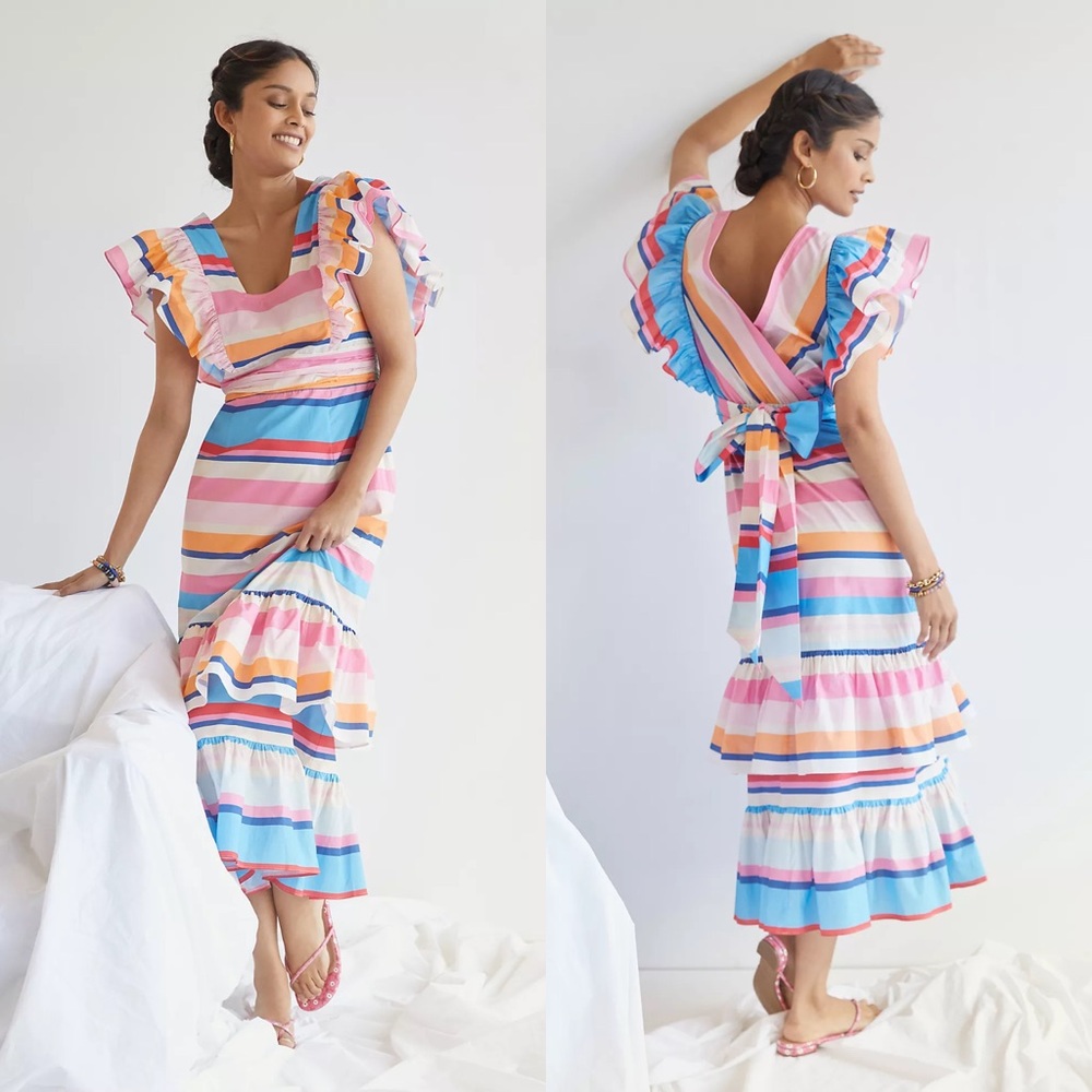 NWT Plenty by Tracy Reese by Anthroplogie Ruffled Maxi Dress